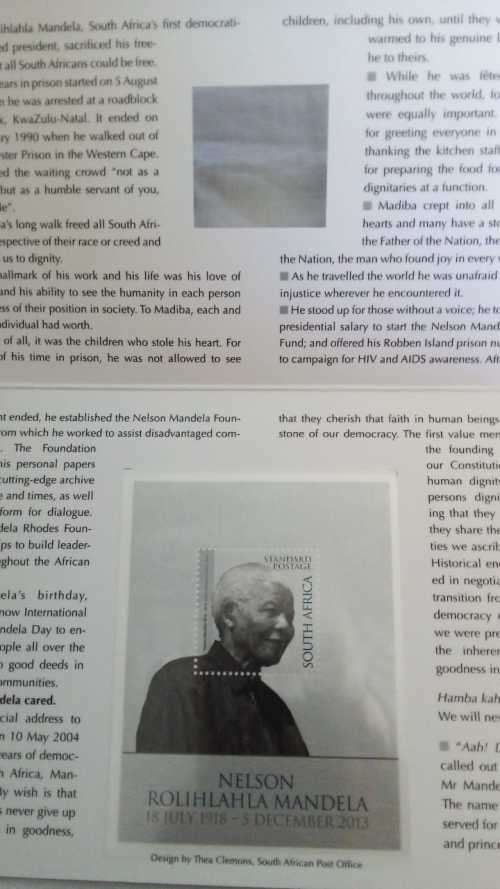 Nelson Mandela Stamp in Display