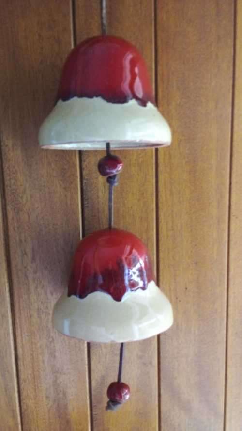 Beautiful set of two Glazed Pottery Bells