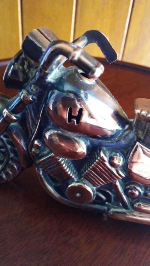 MAGNIFICENT! A Copper Harley Davidson Lighter. 13cm x 7cm