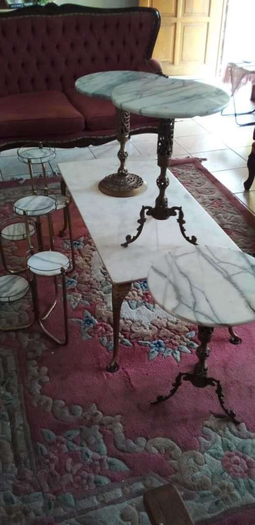 Collection of 6 Marble Top Side Tables (READ DESCRIPTION)