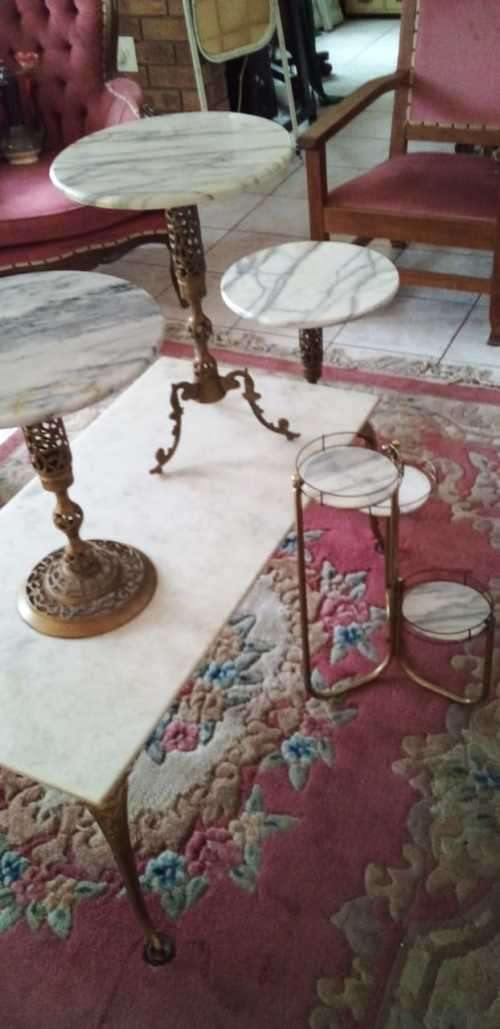 Collection of 6 Marble Top Side Tables (READ DESCRIPTION)
