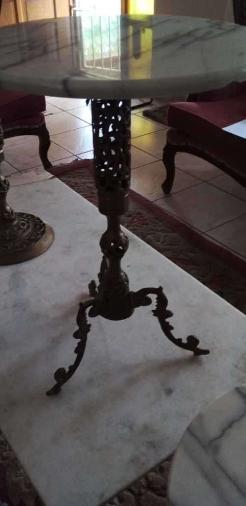 Collection of 6 Marble Top Side Tables (READ DESCRIPTION)