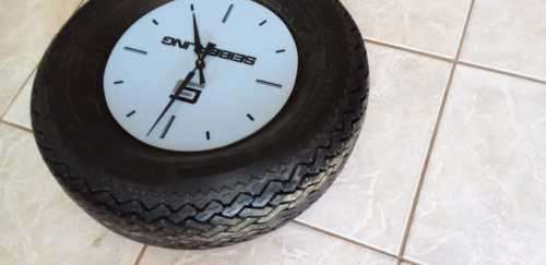 Seiberling Working Tyre Man Cave Wall Clock in a Seiberling Tyre