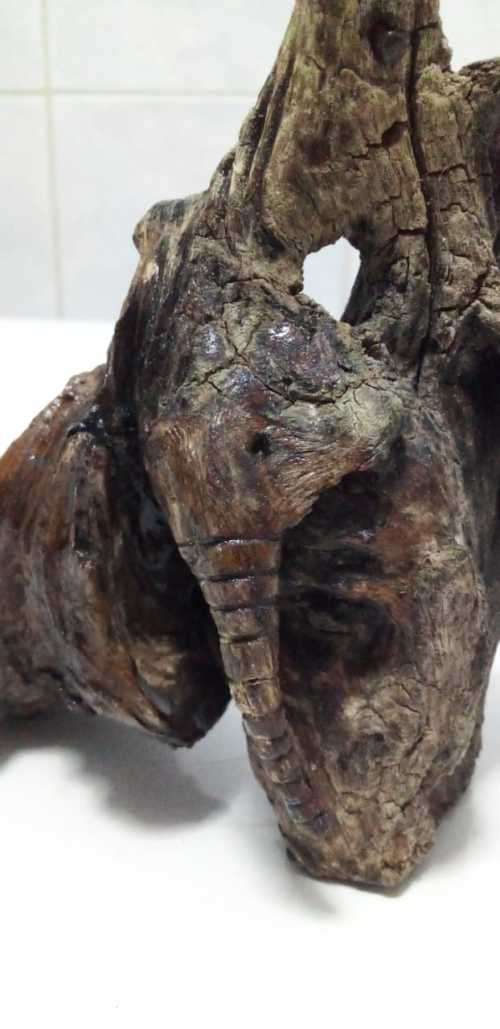 Small Wood Item with Elephant Head Carving