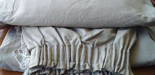 Set of 2 Biscuit Cream Grey Curtains (READ DESCRIPTION)