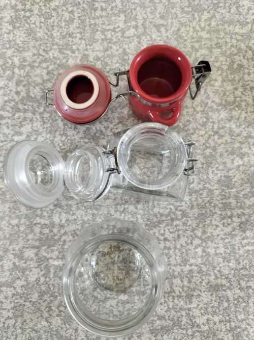 Collection of Three Small Jam or Condiment Jars