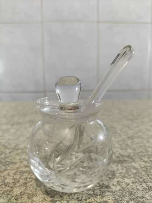 Wedgewood Lead Crystal Mustard Pot with Spoon