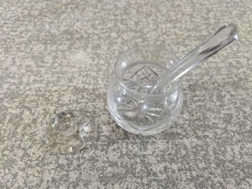 Wedgewood Lead Crystal Mustard Pot with Spoon