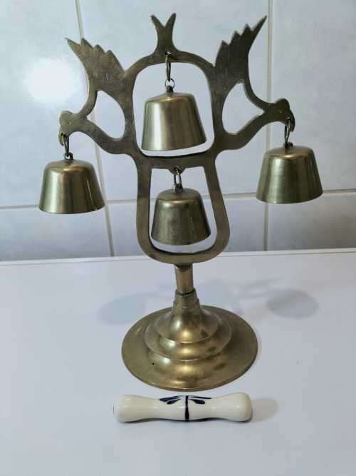 4 Bell Brass Bells with Porcelain Beater