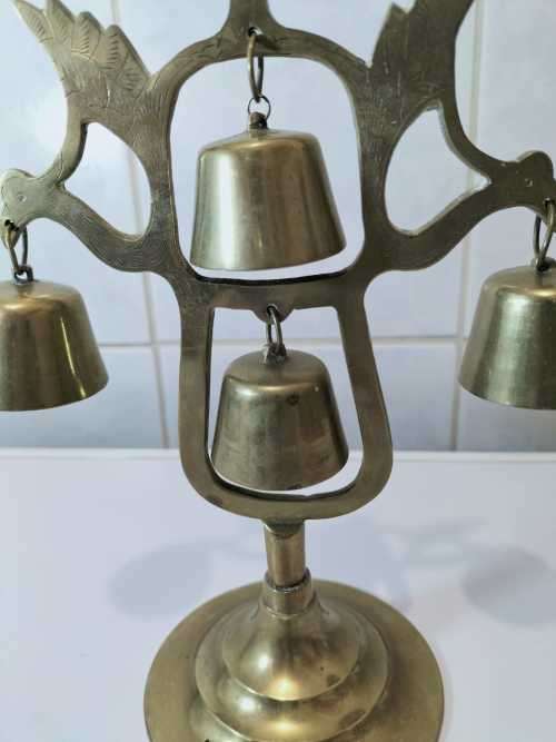 4 Bell Brass Bells with Porcelain Beater
