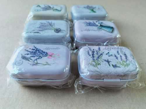 Collection of 6 Still Sealed Lavender Themed Pill/Trinket Metal Tins