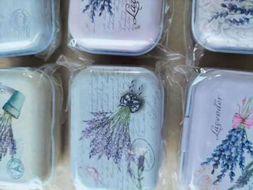 Collection of 6 Still Sealed Lavender Themed Pill/Trinket Metal Tins
