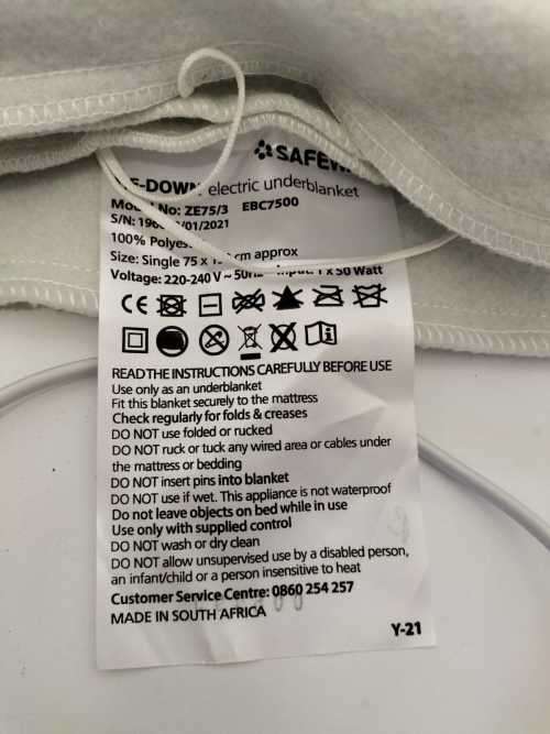 Used Once Safeway Tie Down Electric Blanket