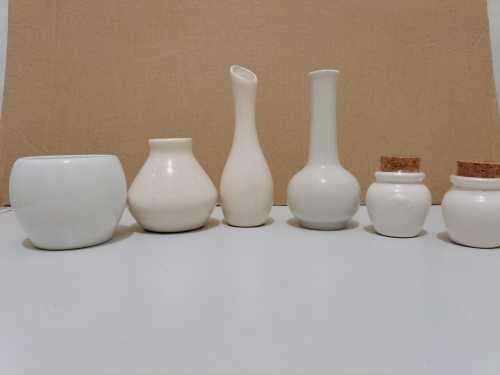 Collection of 6 Small White Porcelain and Ceramic Vases and Holders