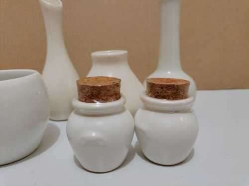 Collection of 6 Small White Porcelain and Ceramic Vases and Holders