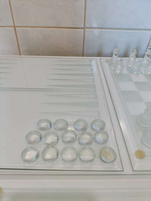 Glass 4 Games Set (2 of 2) (Chess, Tic Tac Toe, Backgammon and Checkers)