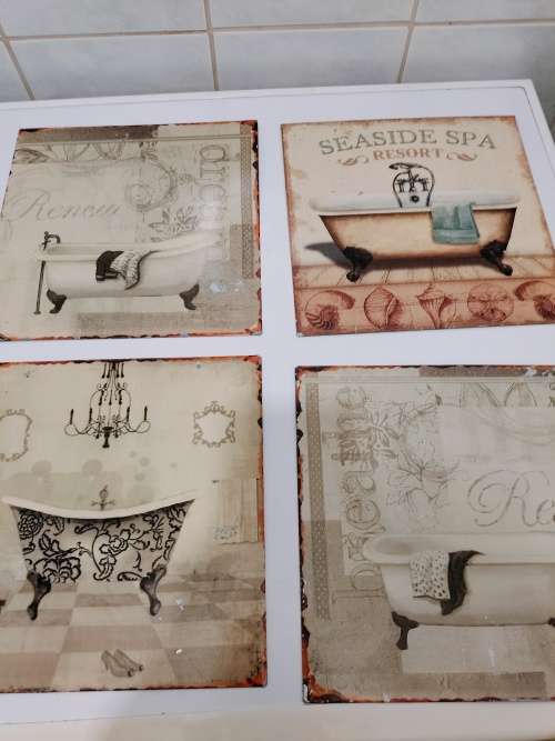 Collection of 4 Vintage Metal Bathroom Decorations