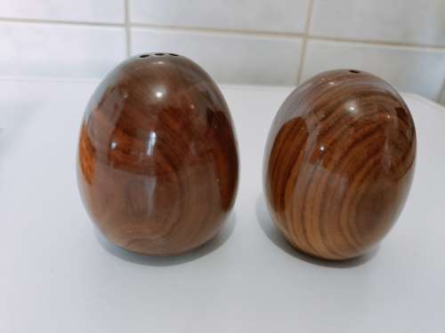 Pair of Wild Olive Wood Salt and Pepper Shakers.