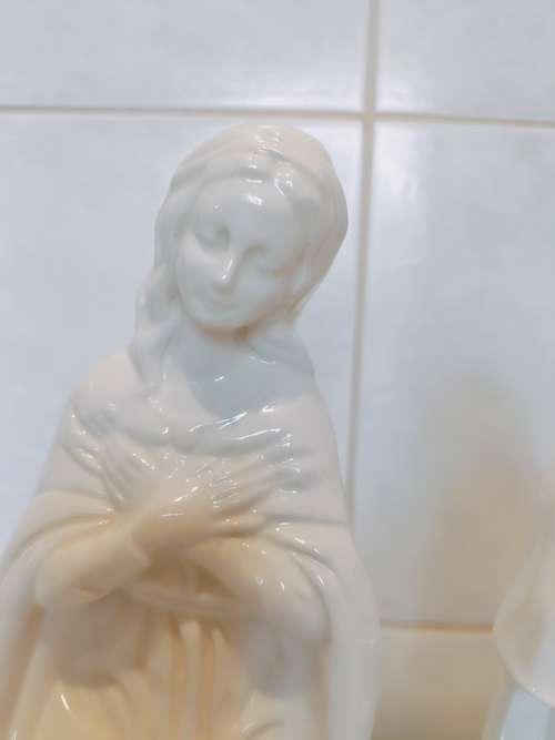 Absolutely Magnificent Handmade White Glazed Porcelain Mary and Joseph