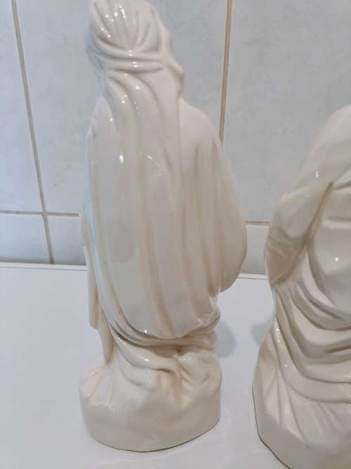 Absolutely Magnificent Handmade White Glazed Porcelain Mary and Joseph
