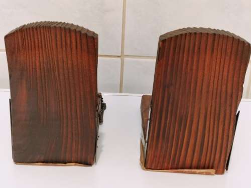 Set of 2 Vintage Cast Iron and Wood Canon Bookends