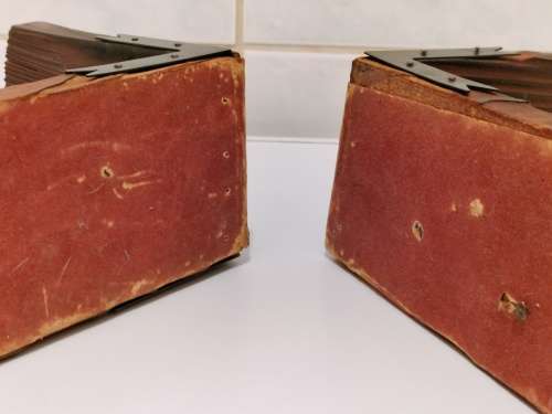 Set of 2 Vintage Cast Iron and Wood Canon Bookends