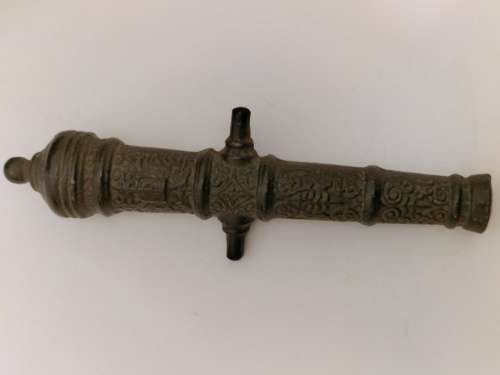 Set of 2 Vintage Cast Iron and Wood Canon Bookends