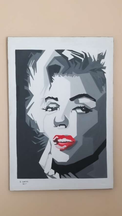 Stunning Abstract Acrylic on Boxed Canvas Marilyn Monroe Painting.