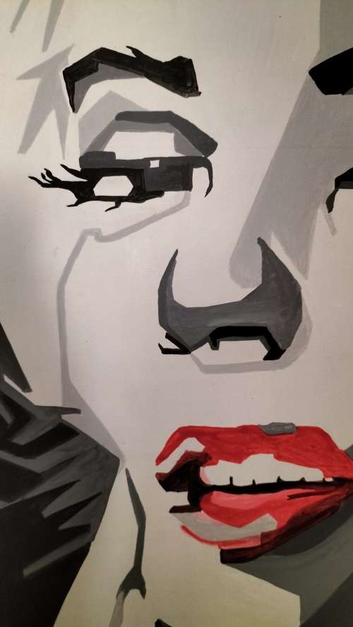 Stunning Abstract Acrylic on Boxed Canvas Marilyn Monroe Painting.