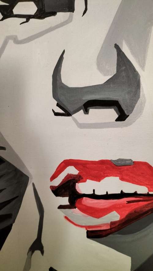 Stunning Abstract Acrylic on Boxed Canvas Marilyn Monroe Painting.