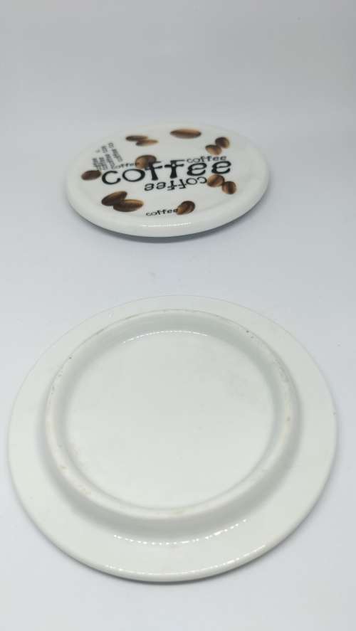 Set of Two Ceramic Coffee Cup Lids/Coasters