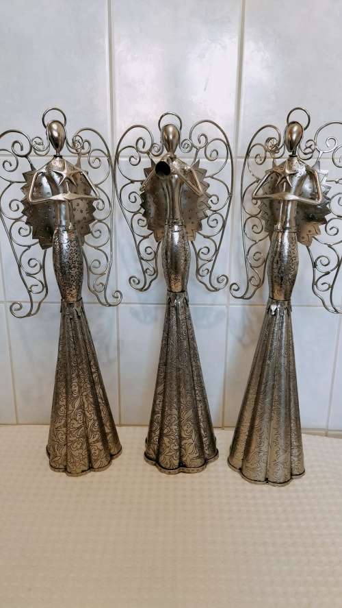 3 x Large Magnificent Rare Metal Angels in Excellent Condition (53cm) Bid Per Angel