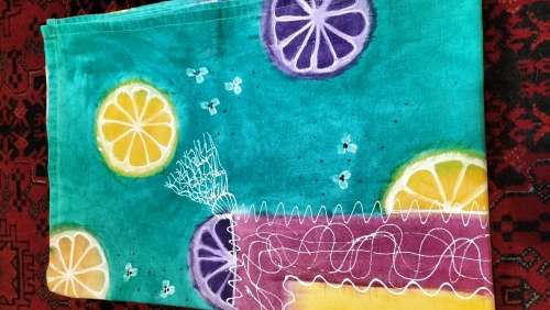 Stunningly Beautiful Hand Painted Table Cloth in Good Condition