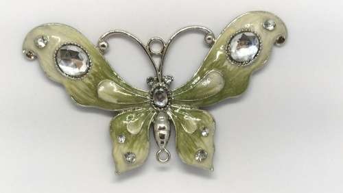 Stunning Large Enamel and Rhine Stone Butterfly Metal Pendant - 9cm x 5cm