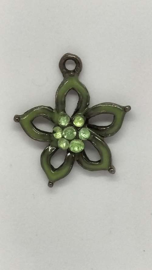 Stunning Metal Enamel and Rhinestone Flower Pendant 2cm