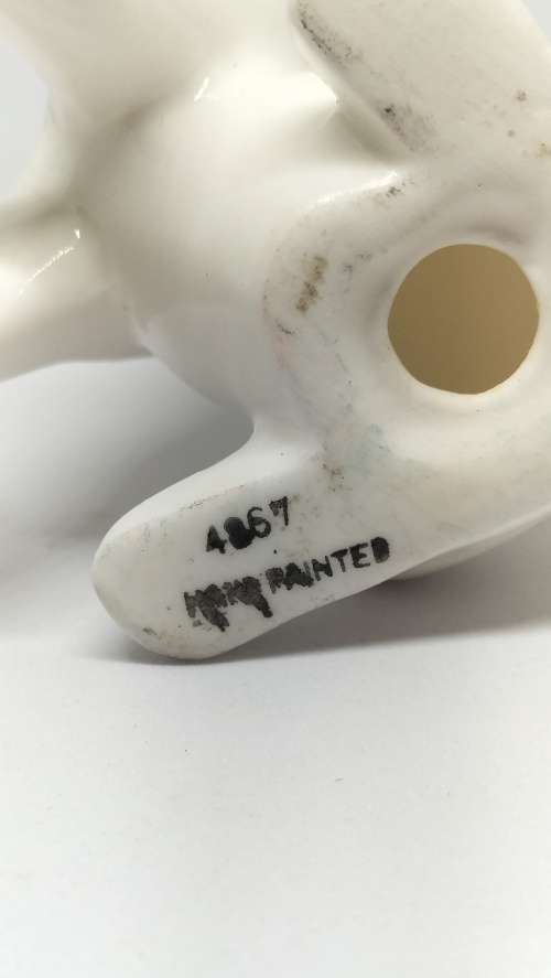 Beautiful Glazed Porcelain Hand Painted Dog Figurine - 10cm