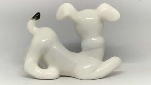Beautiful Glazed Porcelain Hand Painted Dog Figurine - 7cm