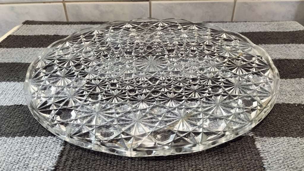 Magnificent Cut Glass Cake Platter 31.5cm