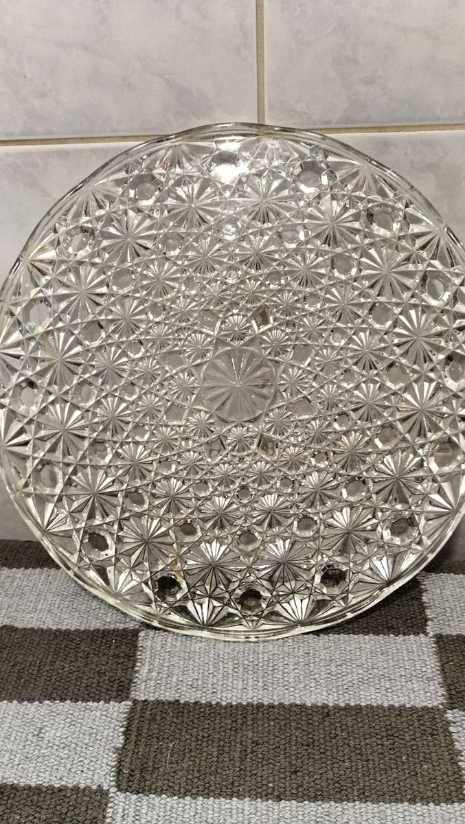 Magnificent Cut Glass Cake Platter 31.5cm