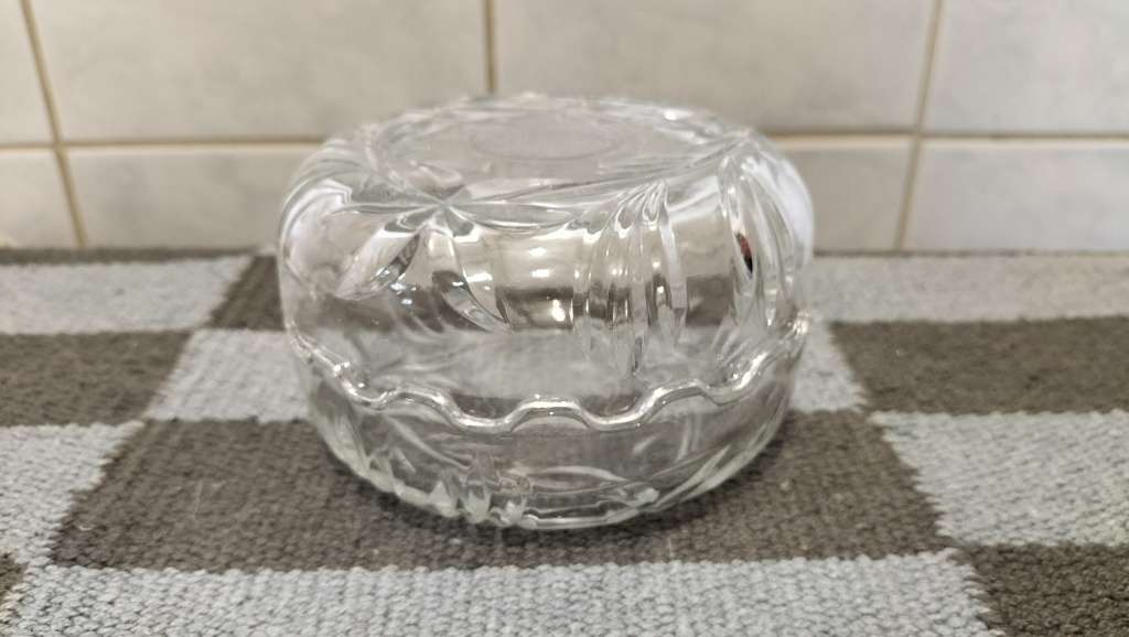 Magnificent Solid Crystal Italian Trinket Dish With Lid 10.5cm x 7cm