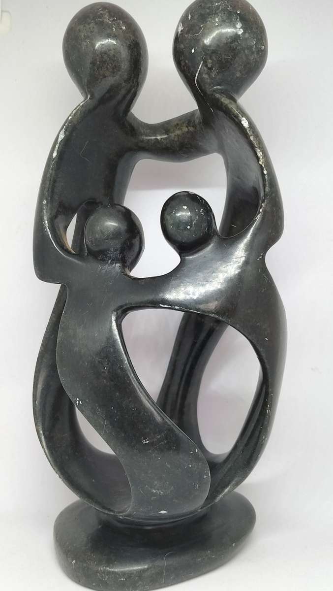 Magnificent Shona Solid Stone Carving Of A Family - 1.4kg