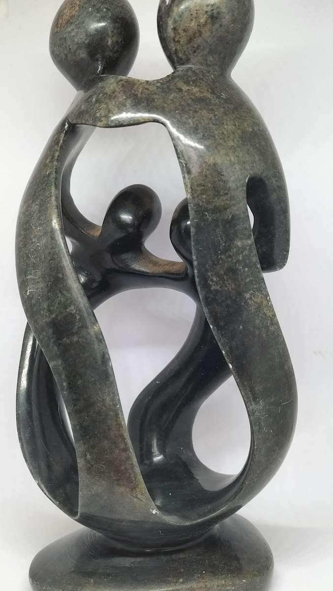 Magnificent Shona Solid Stone Carving Of A Family - 1.4kg