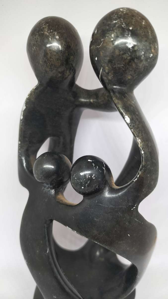 Magnificent Shona Solid Stone Carving Of A Family - 1.4kg