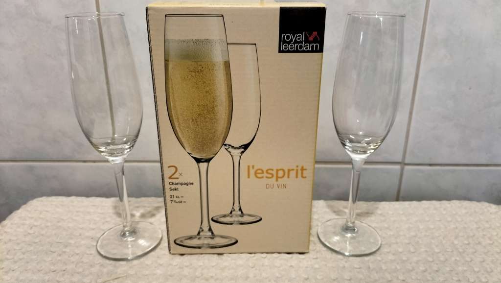 Set Of 2 Boxed Royal Leerdam L`Esprit Champgne Glasses