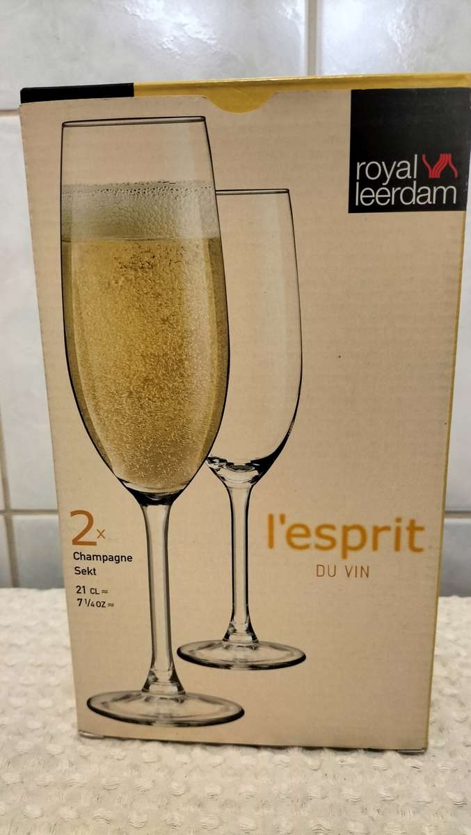 Set Of 2 Boxed Royal Leerdam L`Esprit Champgne Glasses