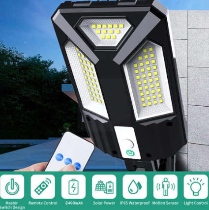 Solar Street Lights Outdoor Solar Lamp With Remote Control Waterproof Motion Sensor Security