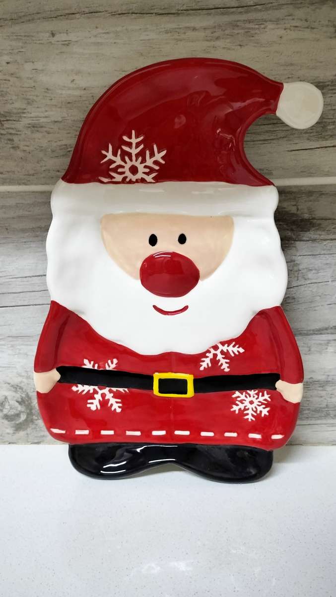 Stunning Glazed Ceramic Santa Cookie Platter