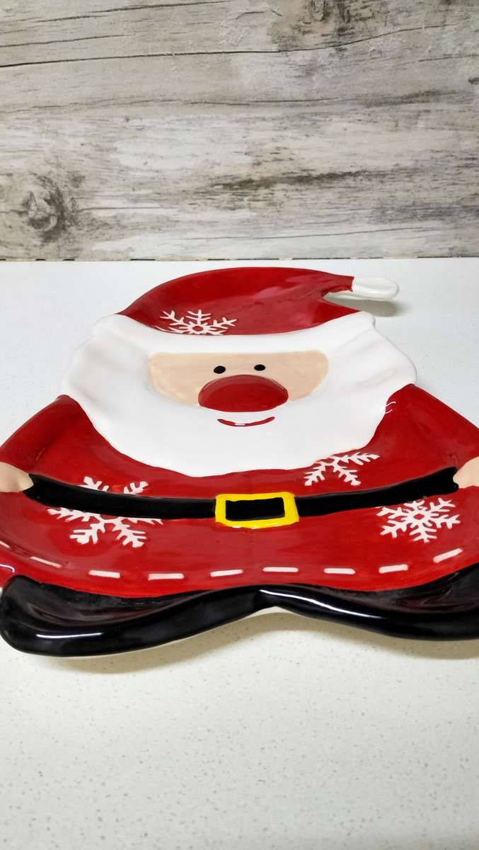 Stunning Glazed Ceramic Santa Cookie Platter