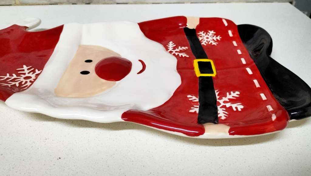 Stunning Glazed Ceramic Santa Cookie Platter