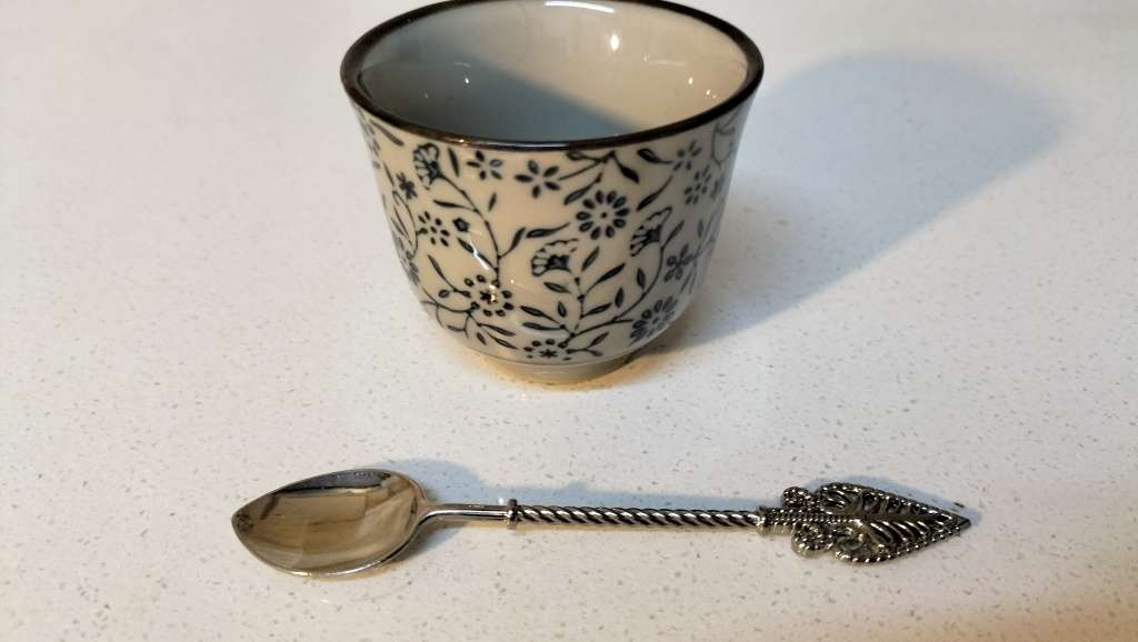 Small Glazed Ceramic Condiment Jar With Spoon